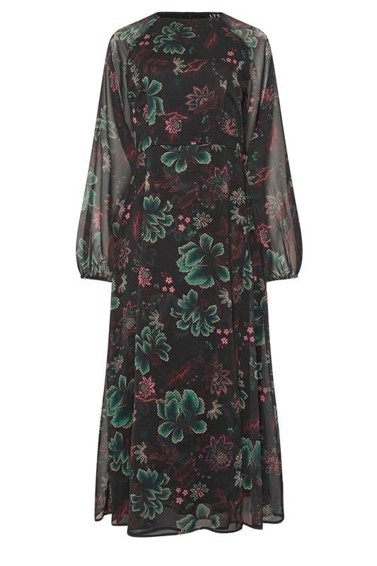 LTS Tall Black Chiffon Floral Maxi Dress | Long Tall Sally 1
