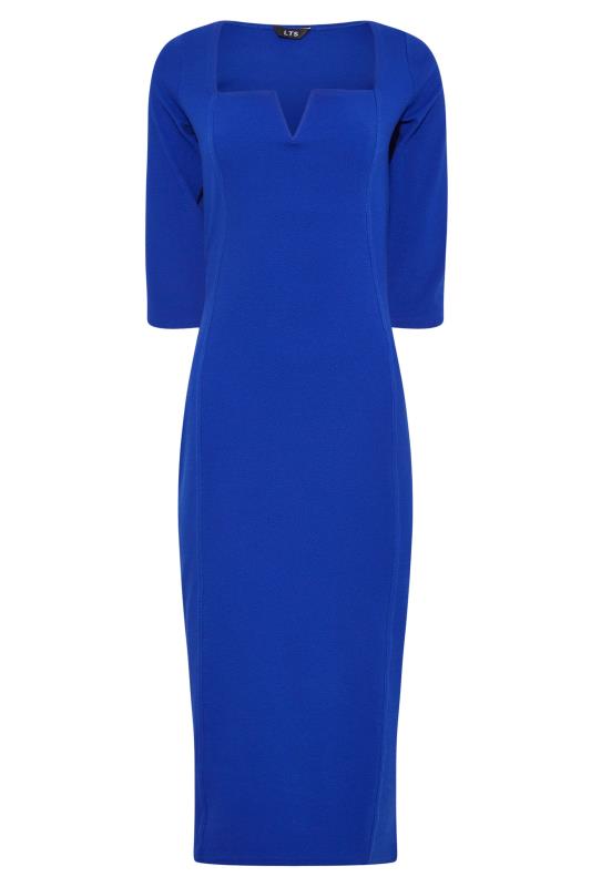 Tall Women's LTS Bright Cobalt Blue Notch Neck Midi Dress | Long Tall Sally 6