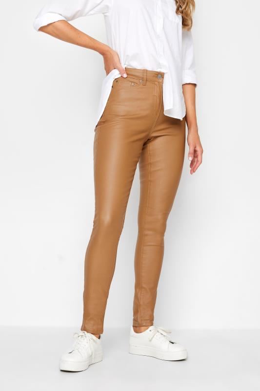 LTS Tall Women's Camel Brown Coated AVA Skinny Jeans | Long Tall Sally  1