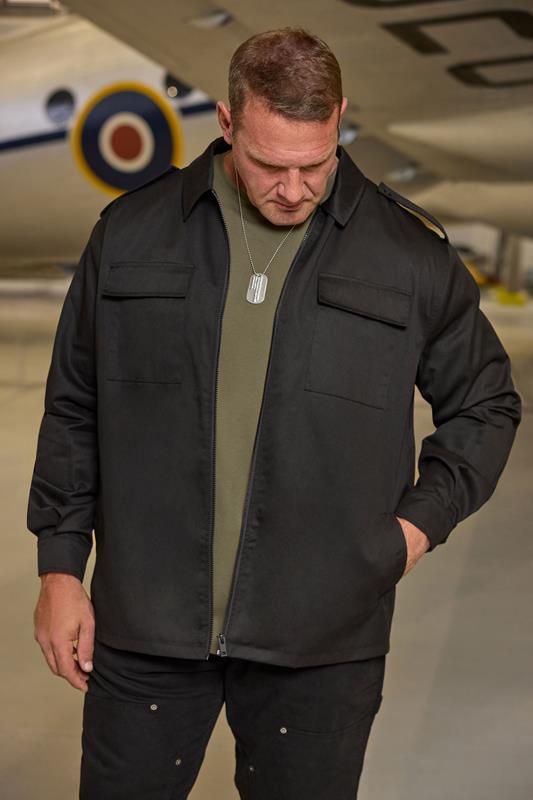 BadRhino Big & Tall Black Military Zip Through Overshirt