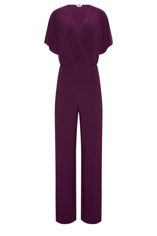 LTS Tall Dark Purple V-Neck Wrap Jumpsuit | Long Tall Sally  5