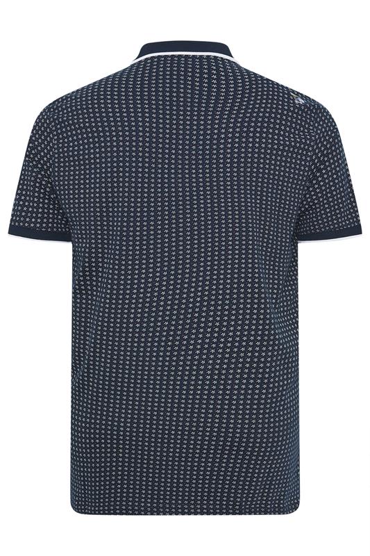 D555 Big & Tall Navy Blue Cotton Jacquard Polo Shirt | BadRhino 4