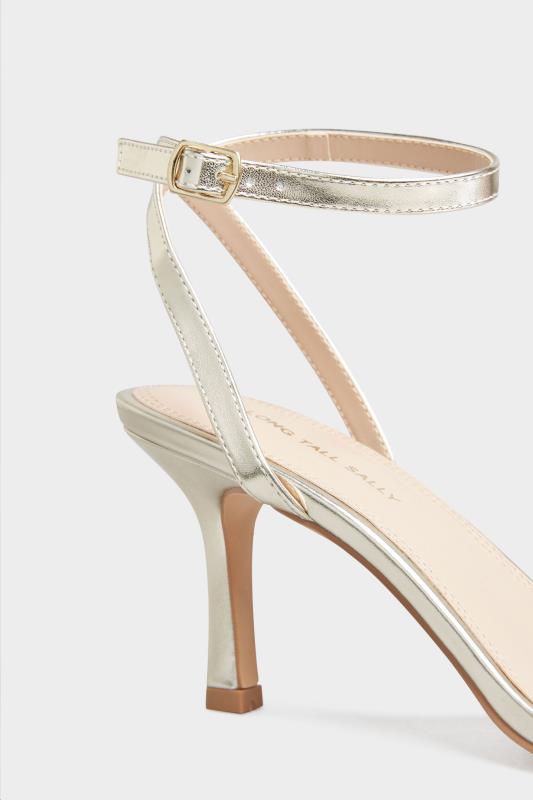 Gold Skinny Two Part Heel Sandals | Long Tall Sally 6