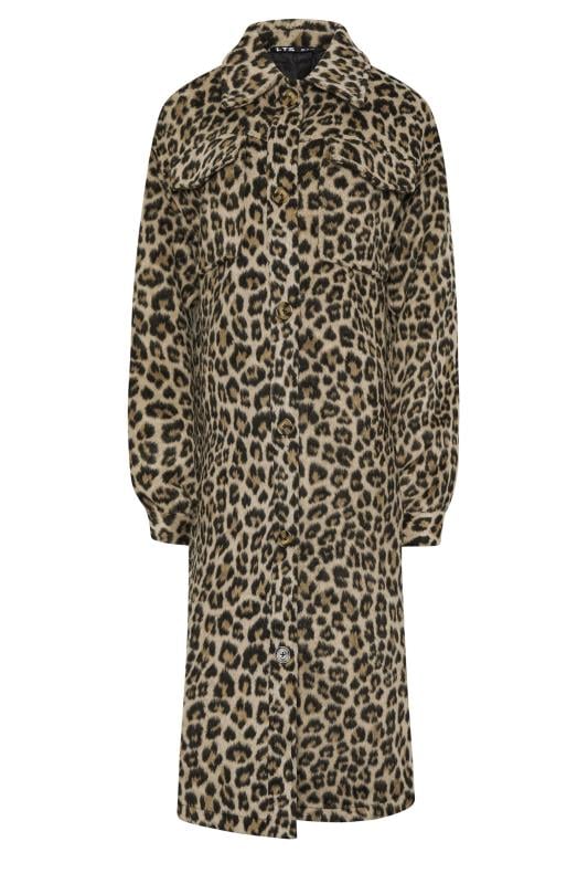 LTS Tall Beige Brown Leopard Print Longline Shacket | Long Tall Sally 7