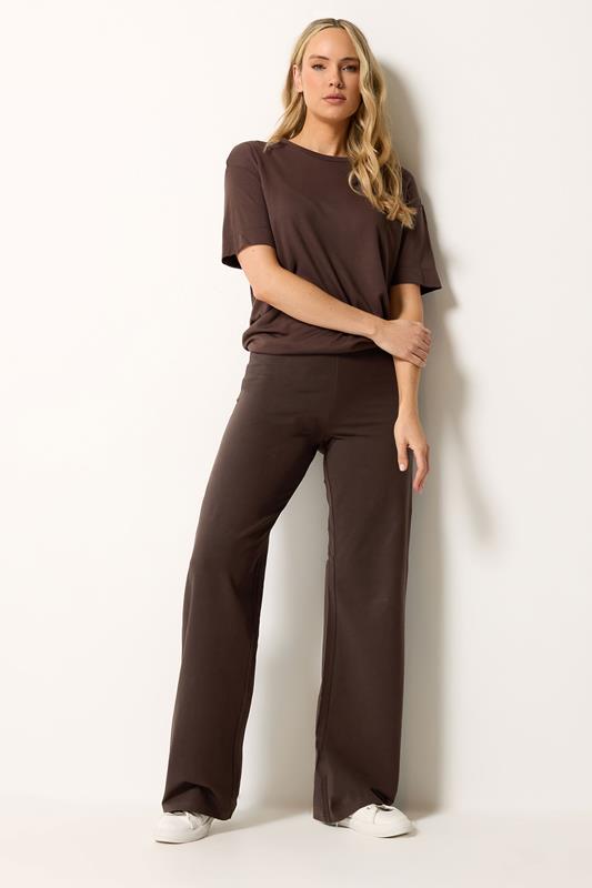  LTS Tall Chocolate Brown Cotton Wide Leg Yoga Pants