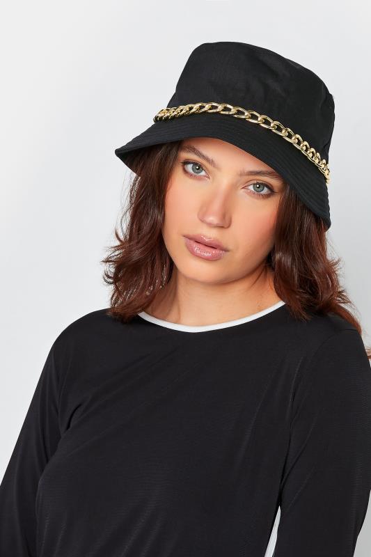 Black Chain Denim Look Bucket Hat | Yours Clothing  1