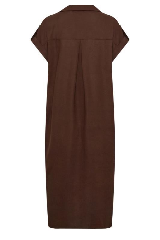 LTS Tall Women's Chocolate Brown Linen Look Dress | Long Tall Sally 7