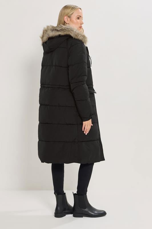 LTS Tall Black Padded Midi Coat | Long Tall Sally 3