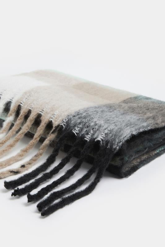 Green Checked Soft Touch Scarf | Yours Clothing 4