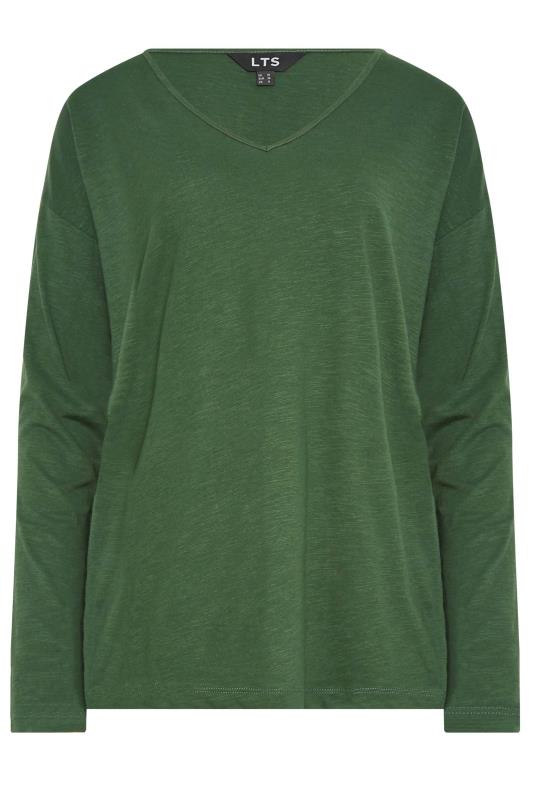 LTS Tall Green V-Neck Long Sleeve Cotton T-Shirt | Long Tall Sally 5