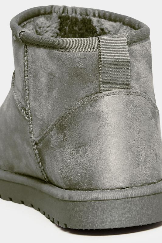 Grey Faux Suede Faux Fur Lined Ankle Boots In Extra Wide EEE Fit | Yours Clothing 4