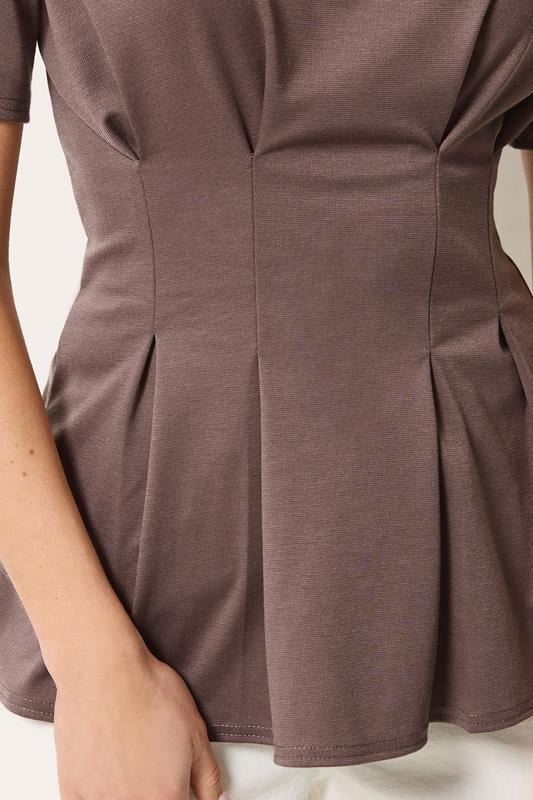 LTS Tall Women's Mocha Brown Pleated Detail Top | Long Tall Sally 4