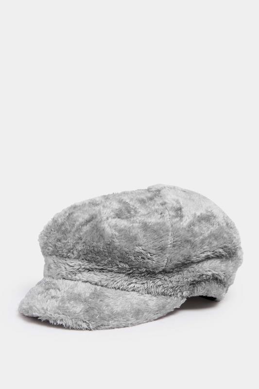 Grey Faux Fur Baker Boy Hat | Yours Clothing 2
