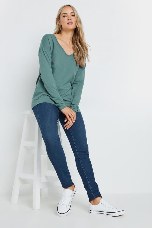 LTS Tall Teal Blue V-Neck Cotton T-Shirt | Long Tall Sally 2