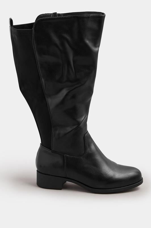 Black Faux Leather Wide Calf Knee High Boots In Extra Wide EEE Fit | Yours Clothing 3