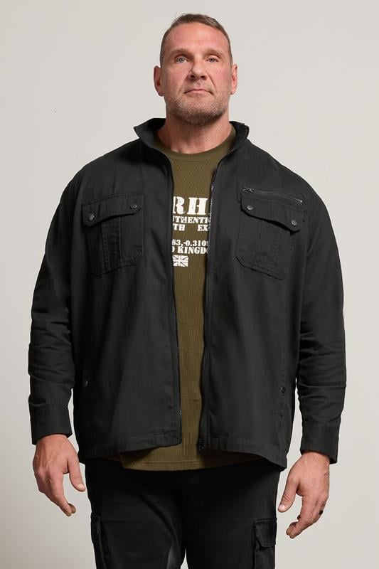 BadRhino Big & Tall Black Cotton Zip Through Jacket