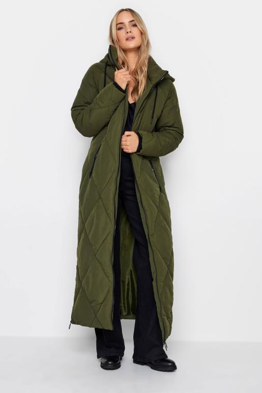 LTS Tall Women's Khaki Green Maxi Puffer Coat | Long Tall Sally 1
