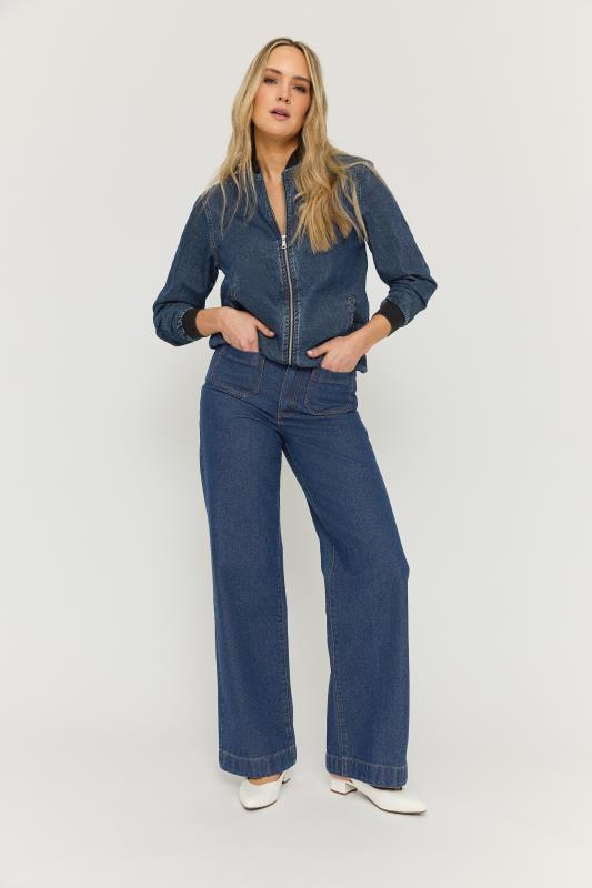 LTS Tall Womens Indigo Blue Pocket Detail Wide Leg Jeans | Long Tall Sally 1