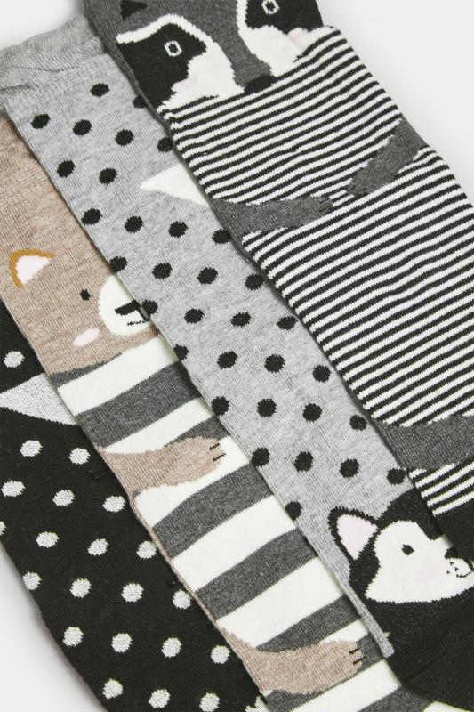 YOURS 4 PACK Grey Animal Print Ankle Socks | Yours Clothing 4