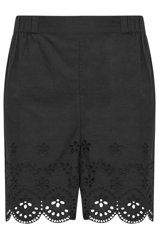 LTS Tall Black Broderie Anglaise Shorts | Long Tall Sally 5