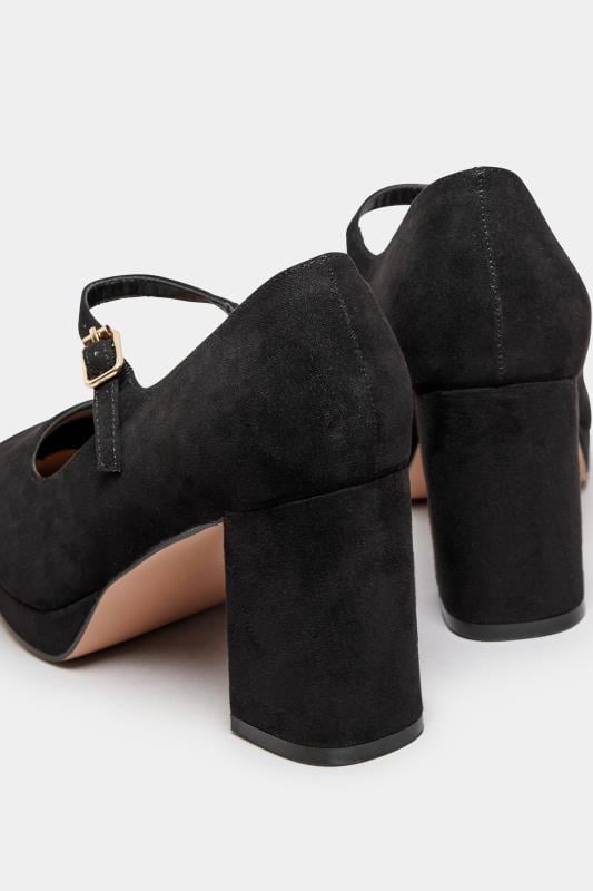 Black Faux Suede Platform Mary Jane Heel In Extra Wide EEE Fit | Yours Clothing 4