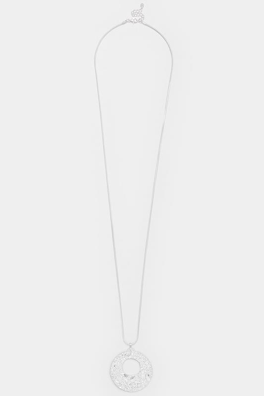 Silver Tone Adjustable Chain Disc Necklace | Yours Clothing 2