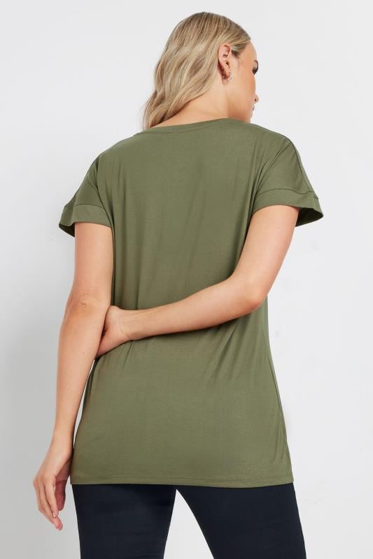 LTS PREMIUM Tall Women's Khaki Green V-Neck T-Shirt | Long Tall Sally 3