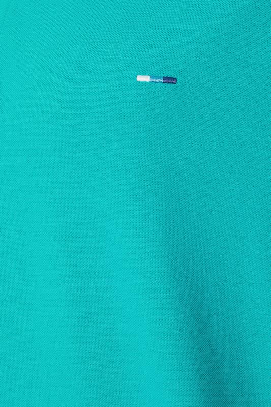 BadRhino Big & Tall Teal Blue & White Tipped Polo Shirt | BadRhino 3