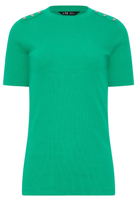LTS Tall Women's Green Ribbed Button T-Shirt | Long Tall Sally 6