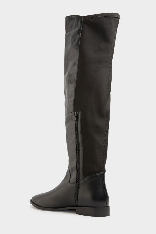LTS Black Leather Stretch Knee High Boots In Standard Fit | Long Tall Sally  4