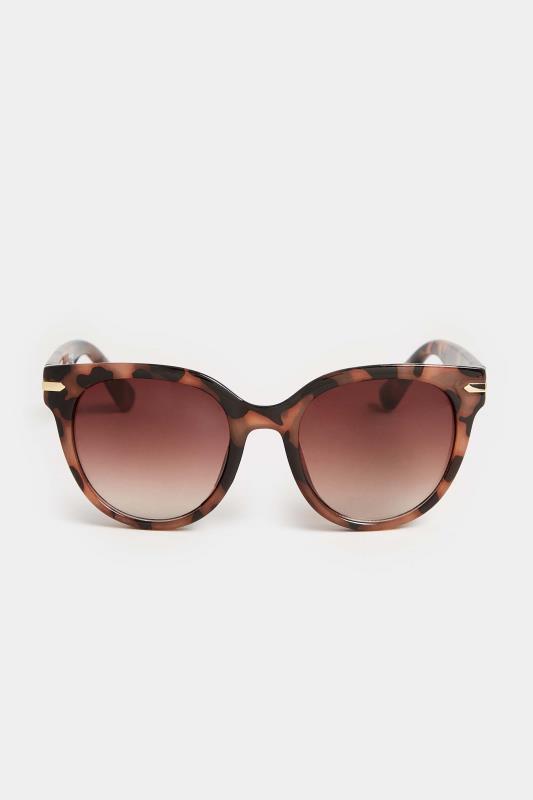 Brown Tortoiseshell Oversized Gold Detail Sunglasses | Yours Clothing 2