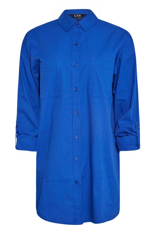 LTS Tall Women's Cobalt Blue Oversized Cotton Shirt | Long Tall Sally 6