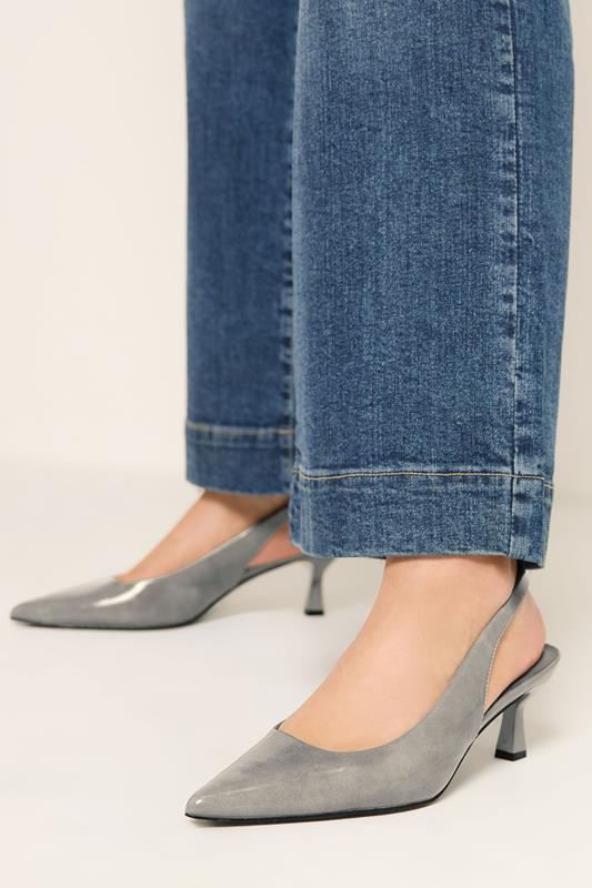 Grey Pointed Toe Heels In Wide E Fit | Yours Clothing  1