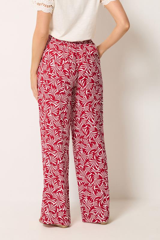 LTS Tall Women's Red Leaf Print Wide Leg Trousers | Long Tall Sally 2
