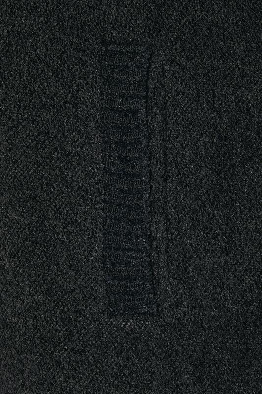 D555 Big & Tall Black Chenille Zip Through Knit Jumper | BadRhino 3