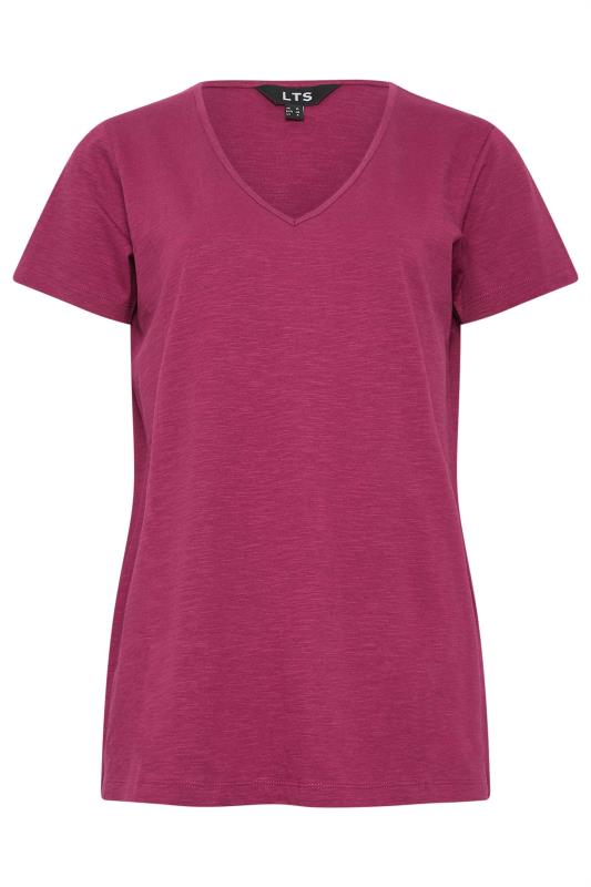 LTS Tall Womens Berry Red V-Neck T-Shirt | Long Tall Sally 5