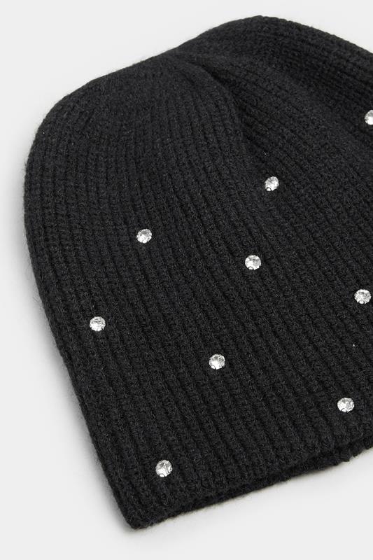 Black Diamante Beanie | Yours Clothing 2