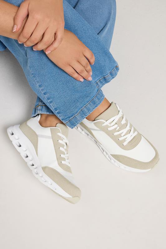 Yours White Contrast Chunky Runner Trainers In Extra Wide EEE Fit