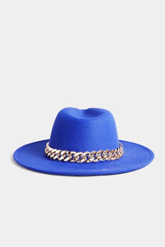Blue Chunky Chain Fedora Hat | Yours Clothing 3