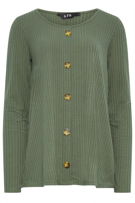 LTS Tall Women's Khaki Green Button Front Top | Long Tall Sally 5