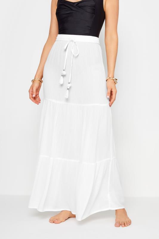 LTS Tall Women's White Textured Tie Waist Maxi Skirt | Long Tall Sally 2