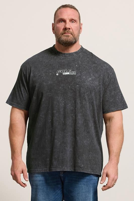 BadRhino Big & Tall Black Acid Wash Golf GTI Graphic T-Shirt