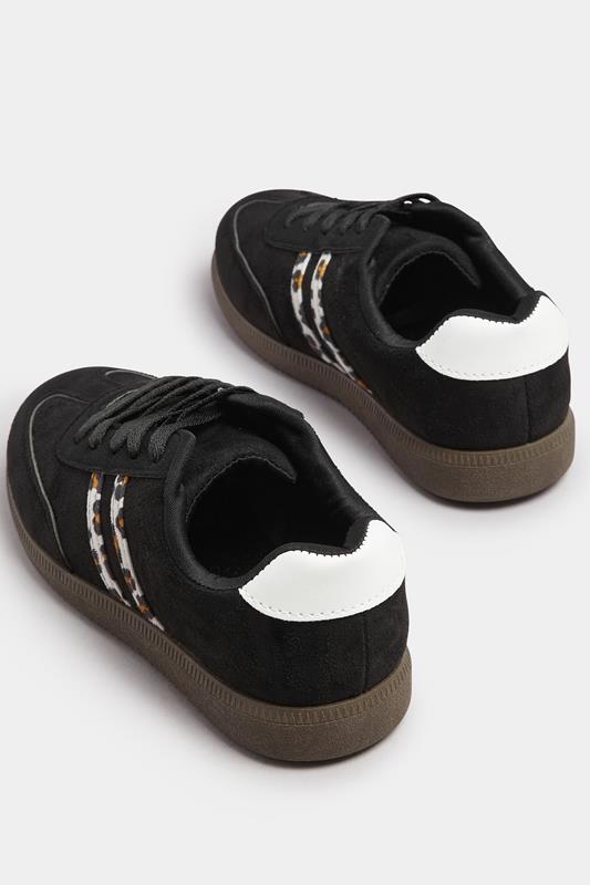 Black Retro Leopard Stripe Trainers In Extra Wide EEE Fit | Yours Clothing 4