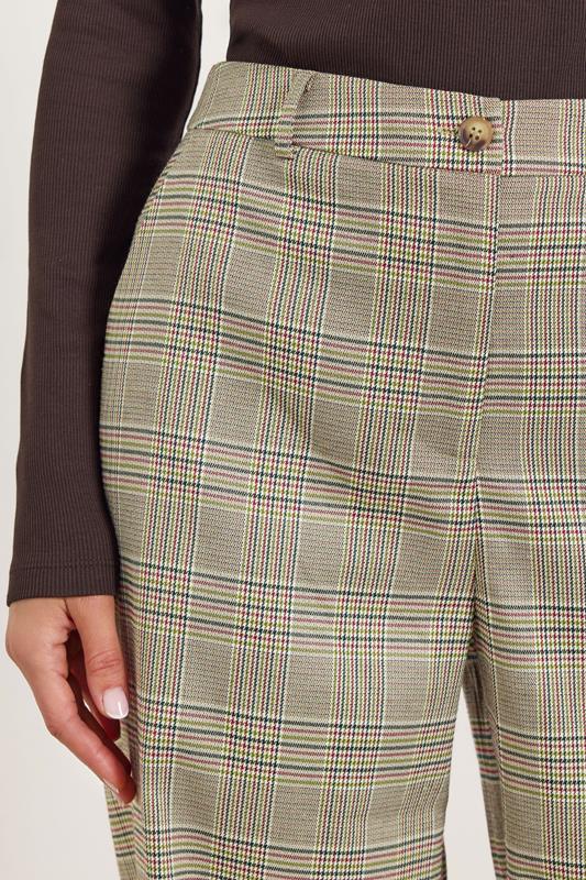 LTS Tall Beige Brown Check Wide Leg Trousers | Long Tall Sally 5