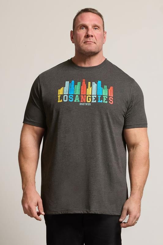 D555  Big & Tall Charcoal Grey 'Los Angeles' T-Shirt