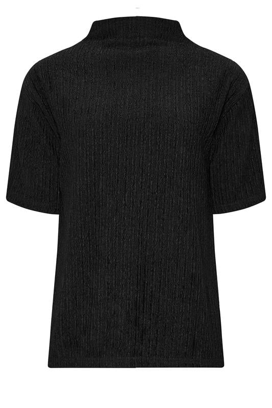 LTS Tall Black Textured Funnel Neck Top | Long Tall Sally 1