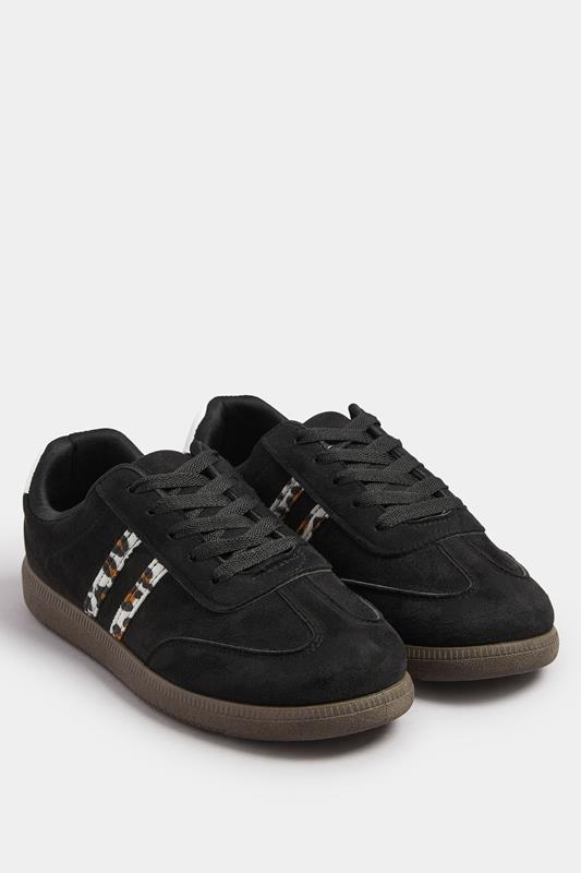 Black Retro Leopard Stripe Trainers In Extra Wide EEE Fit | Yours Clothing 2