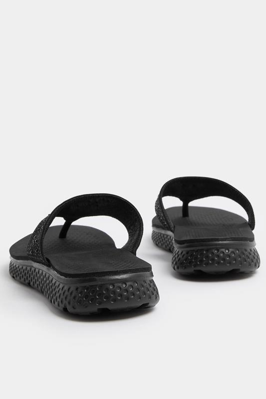 Black Diamante T-Bar Sandals In Wide E Fit | Yours Clothing 4