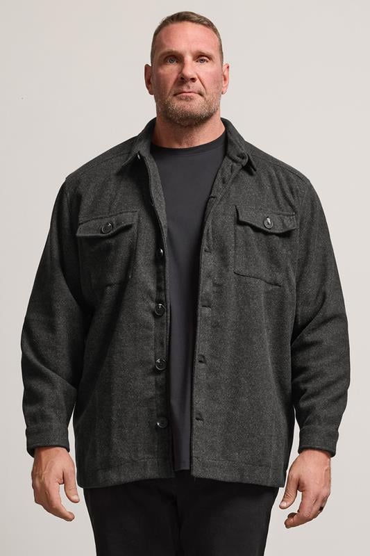 Men's  BadRhino Big & Tall Charcoal Grey Premium Button Down Shacket