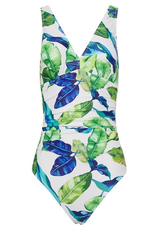 LTS Tall Women's White Palm Leaf Twist Back Swimsuit | Long Tall Sally 2